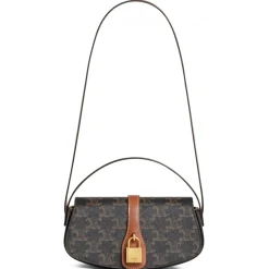 Céline - Clutch on Strap Tabou in Triomphe Canvas and Calfskin - Tan - Bag - Céline Exclusive Collection - Avvenice