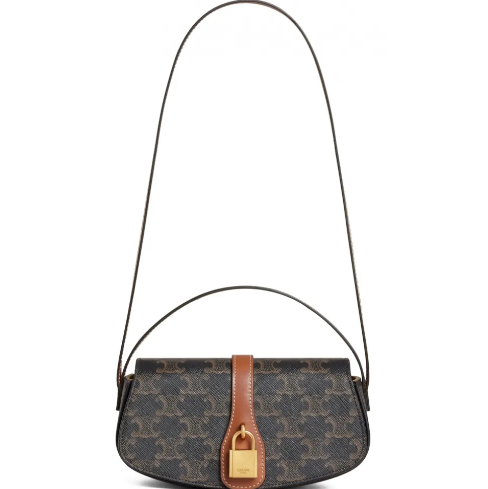 Céline - Clutch on Strap Tabou in Triomphe Canvas and Calfskin - Tan - Bag - Céline Exclusive Collection - Avvenice