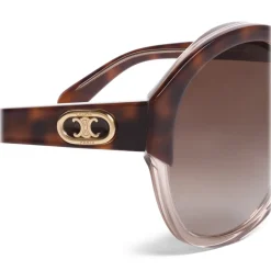 Céline - Maillon Triomphe 01 Sunglasses in Acetate - Havana Transparent Grey - Sunglasses - Céline Eyewear - Avvenice