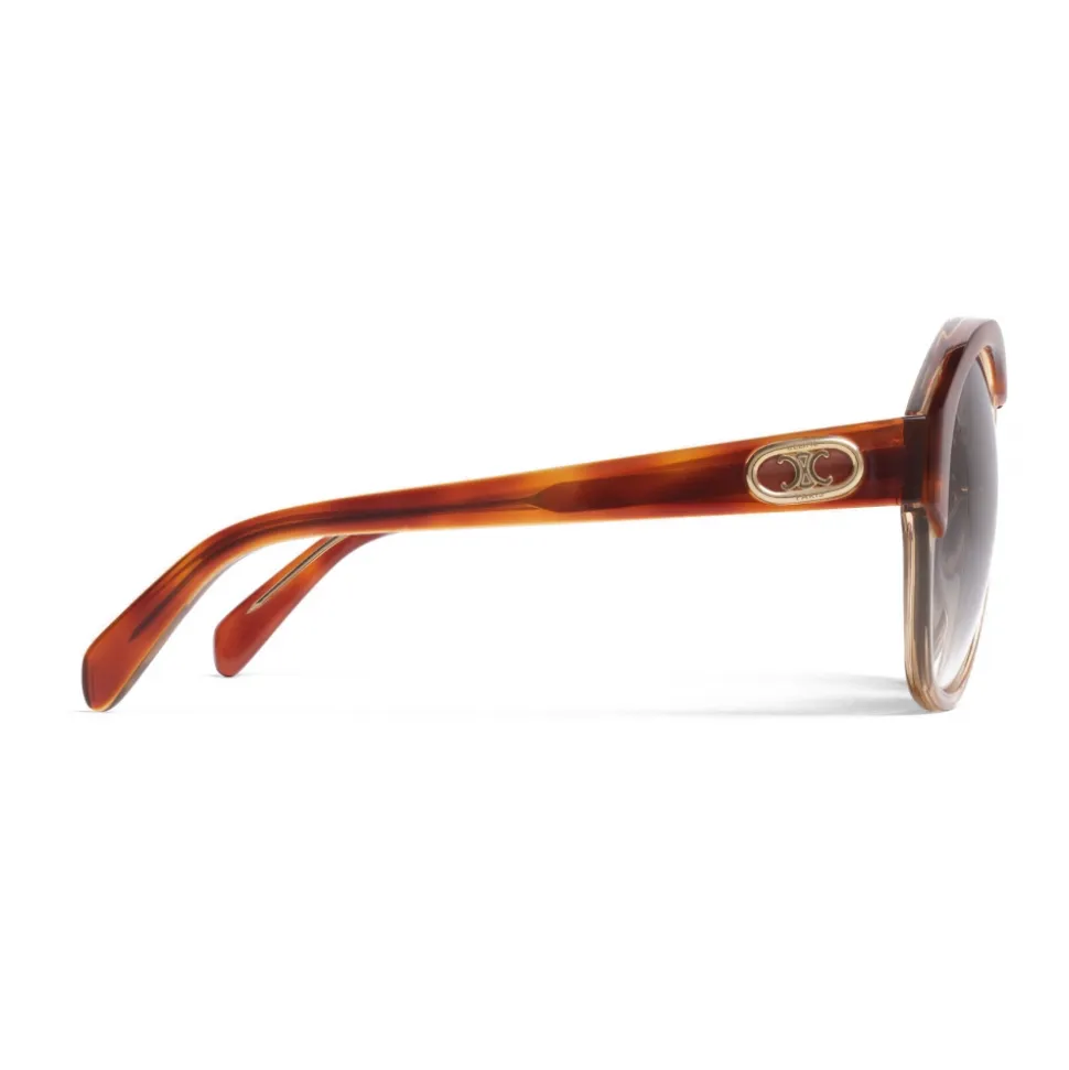 Céline - Maillon Triomphe 01 Sunglasses in Acetate - Havana Transparent Yellow - Sunglasses - Céline Eyewear - Avvenice