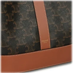 Céline - Medium Bucket in Triomphe Canvas and Calfskin - Tan - Bag - Céline Exclusive Collection - Avvenice