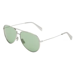 Céline - Metal Frame 01 Sunglasses with Glitter Lenses - Silver Light Green - Sunglasses - Céline Eyewear - Avvenice