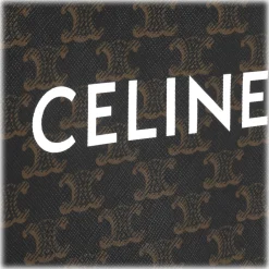 Céline - Mini Vertical Cabas in Triomphe Canvas and Calfskin with Celine Print - Tan - Bag - Céline Exclusive Collection - Avvenice