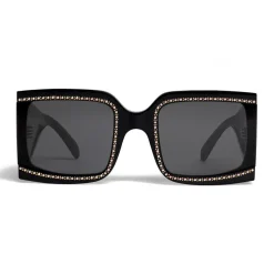 Céline - Oversized Sunglasses in Acetate with Crystals and Metal - Black - Sunglasses - Céline Eyewear - Avvenice