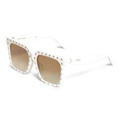 Céline - Oversized Sunglasses in Acetate - White Gold - Sunglasses - Céline Eyewear - Avvenice
