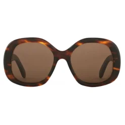 Céline - Round S163 Sunglasses in Acetate - Striped Havana - Sunglasses - Céline Eyewear - Avvenice