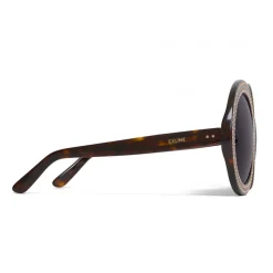 Céline - Round Sunglasses in Acetate with Crystals and Metal - Red Havana - Sunglasses - Céline Eyewear - Avvenice