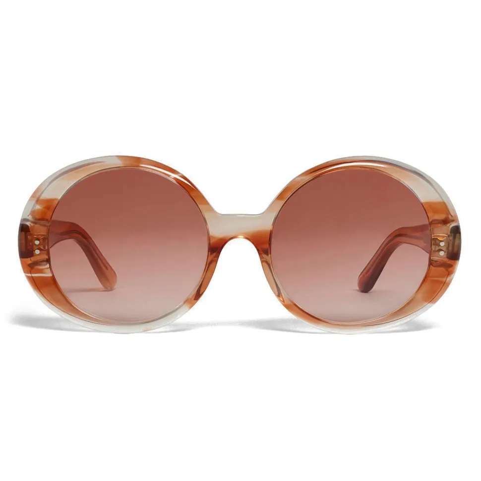 Céline - Round Sunglasses in Acetate - Striped Orange Havana - Sunglasses - Céline Eyewear - Avvenice