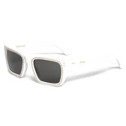 Céline - Square Sunglasses 02 in Acetate with Crystals and Metal - Optical White - Sunglasses - Céline Eyewear - Avvenice
