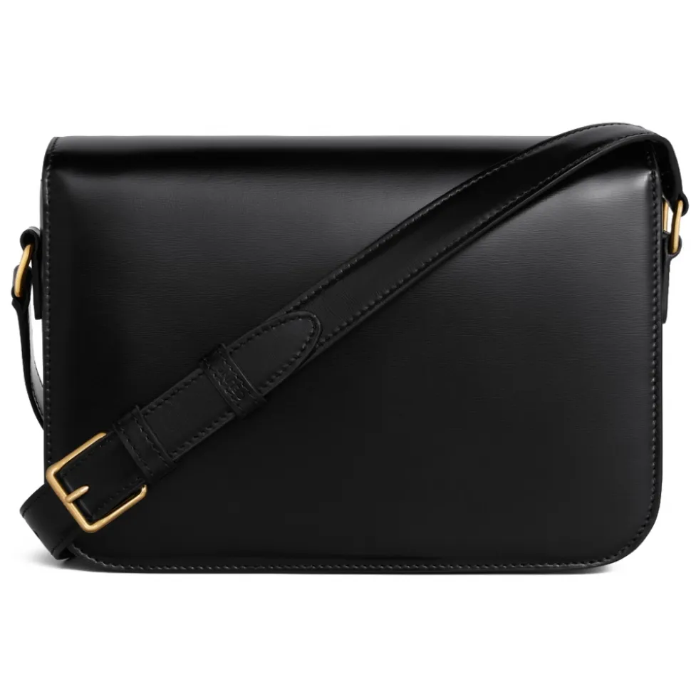 Céline - Teen Triomphe Bag in Shiny Calfskin - Black Leather - Bag - Céline Exclusive Collection - Avvenice