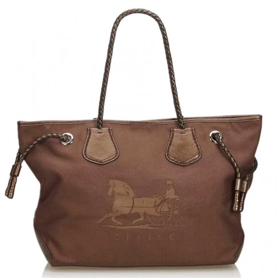Céline Vintage - Canvas Tote Bag - Brown - Leather and Canvas Handbag - Luxury High Quality - Avvenice