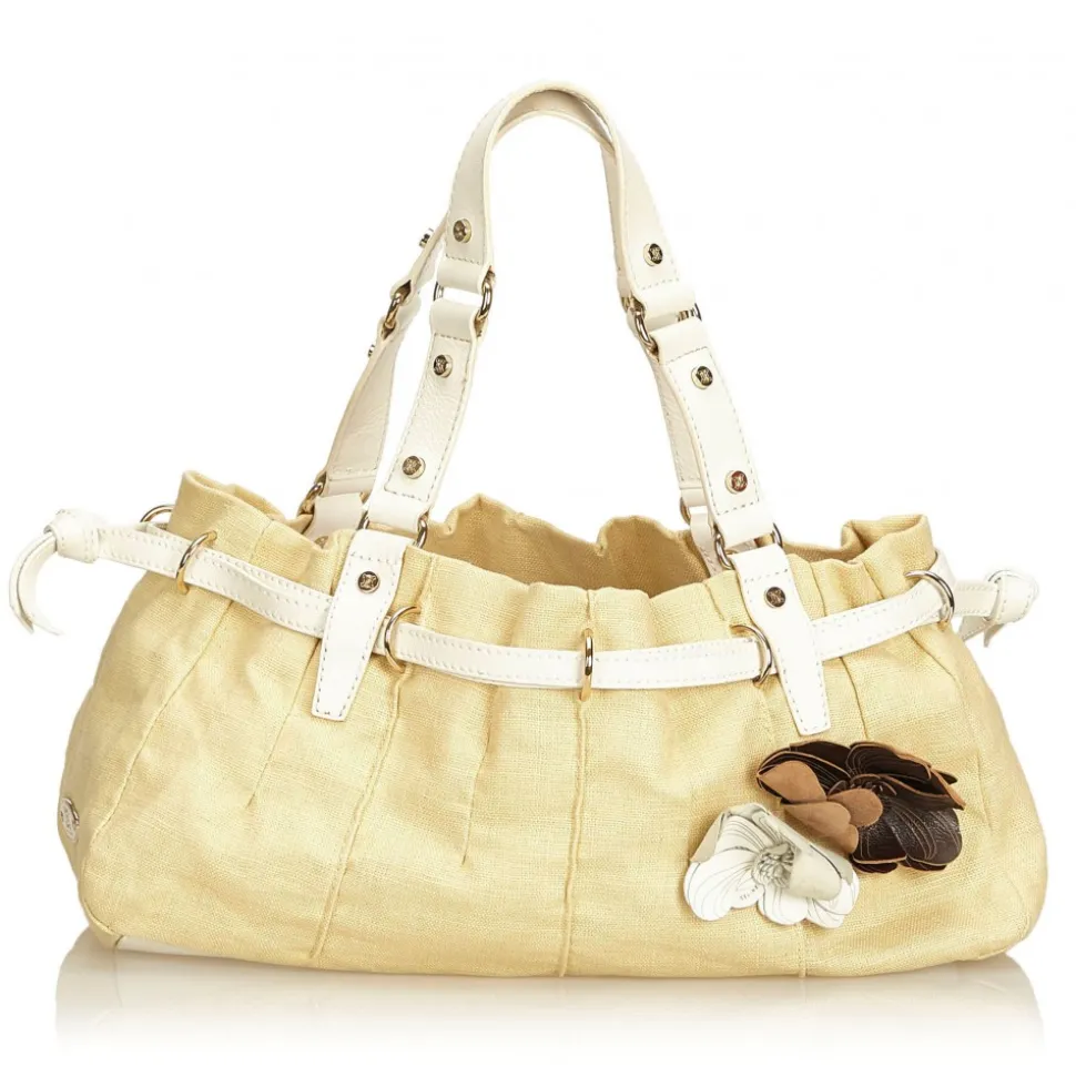 Céline Vintage - Canvas Tote Bag - Brown Beige - Leather and Fabric Handbag - Luxury High Quality - Avvenice