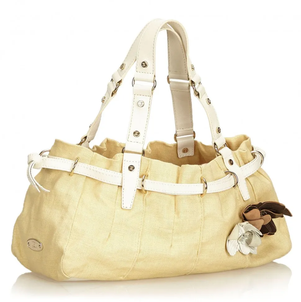 Céline Vintage - Canvas Tote Bag - Brown Beige - Leather and Fabric Handbag - Luxury High Quality - Avvenice