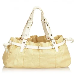 Céline Vintage - Canvas Tote Bag - Brown Beige - Leather and Fabric Handbag - Luxury High Quality - Avvenice