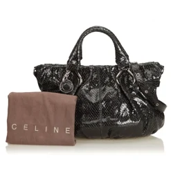 Céline Vintage - Embossed Patent Leather Satchel Bag - Black - Patent Leather Handbag - Luxury High Quality - Avvenice
