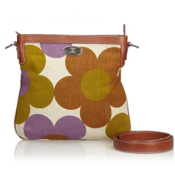 Céline Vintage - Floral Canvas Crossbody Bag - Brown Beige - Leather and Fabric Handbag - Luxury High Quality - Avvenice