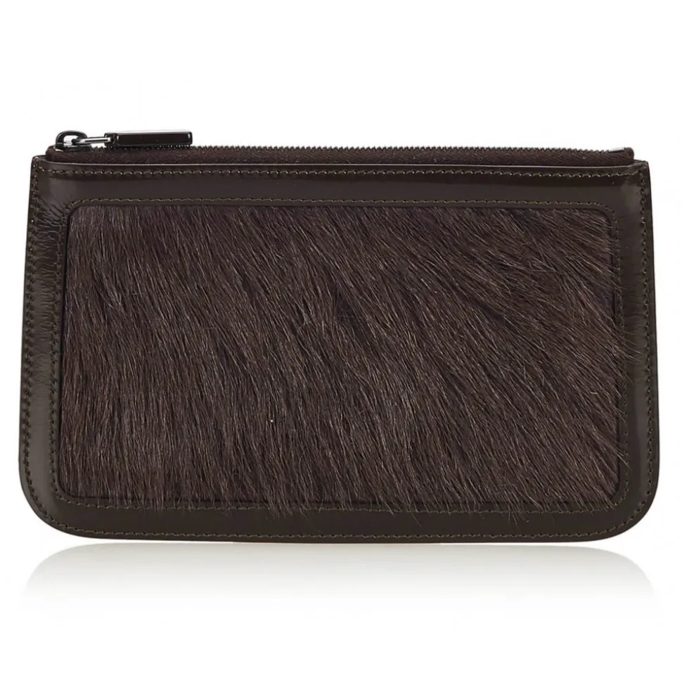 Céline Vintage - Fur Pouch Bag - Black - Leather Handbag - Luxury High Quality - Avvenice