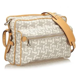 Céline Vintage - Jacquard Crossbody Bag - White Ivory - Leather Handbag - Luxury High Quality - Avvenice