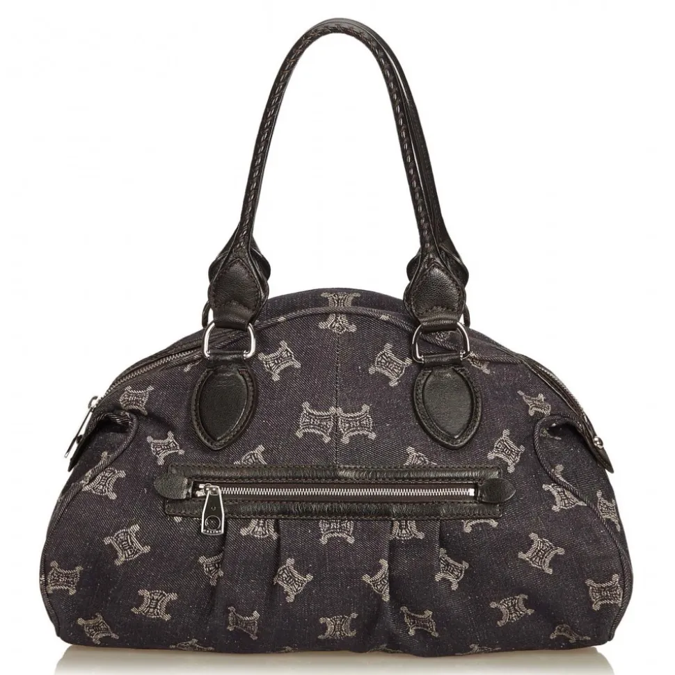 Céline Vintage - Jacquard Macadam Shoulder Bag - Gray - Leather and Fabric Handbag - Luxury High Quality - Avvenice