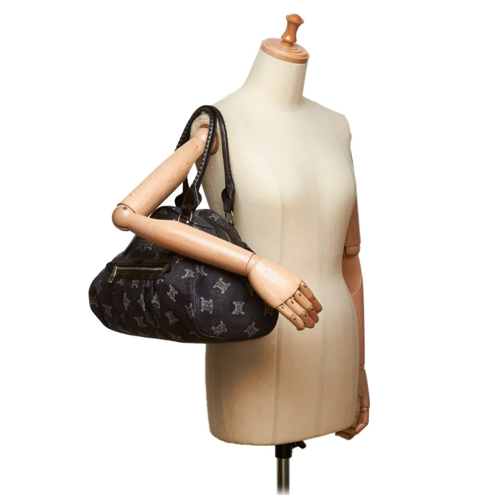 Céline Vintage - Jacquard Macadam Shoulder Bag - Gray - Leather and Fabric Handbag - Luxury High Quality - Avvenice