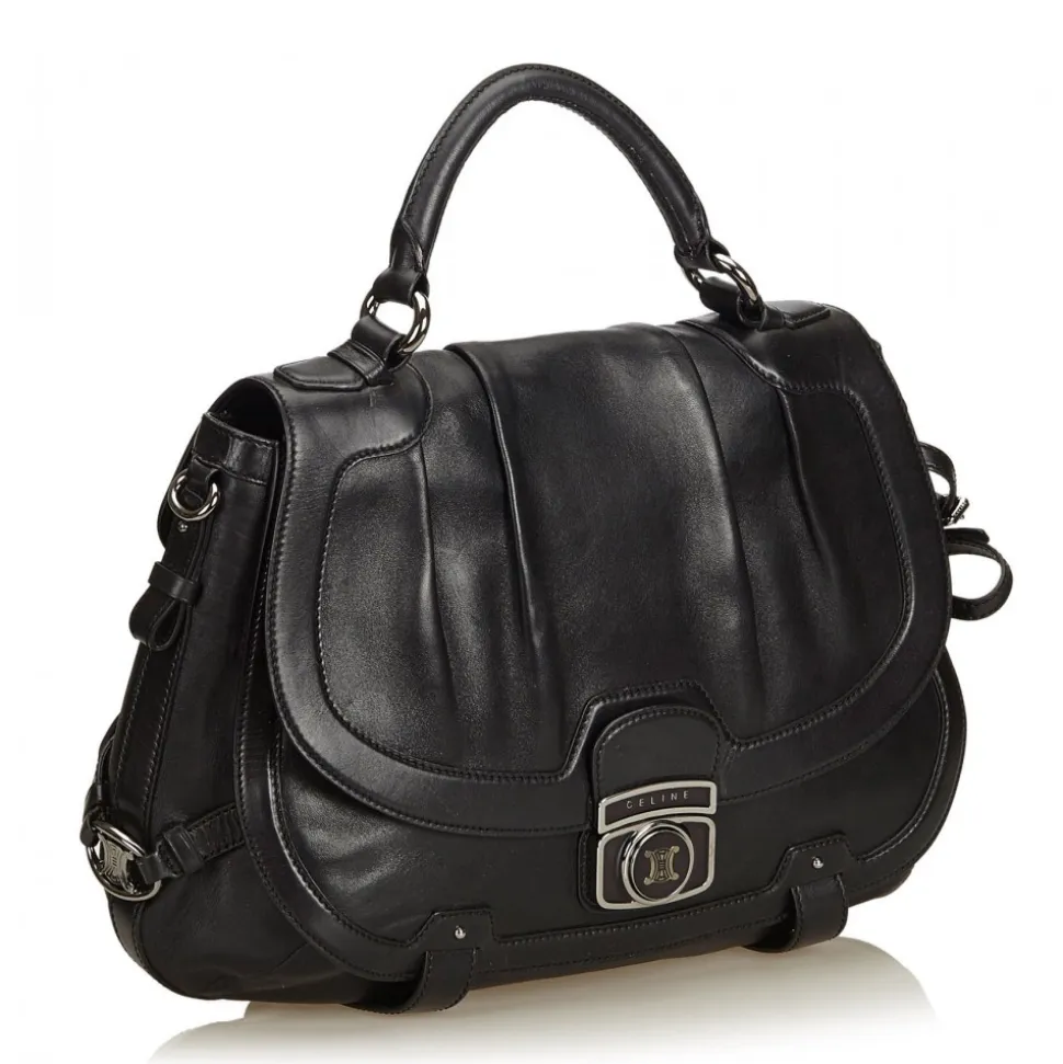 Céline Vintage - Leather Satchel Bag - Black - Leather Handbag - Luxury High Quality - Avvenice