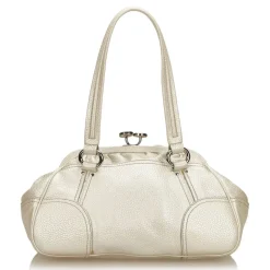 Céline Vintage - Leather Satchel Bag - White Ivory - Leather Handbag - Luxury High Quality - Avvenice