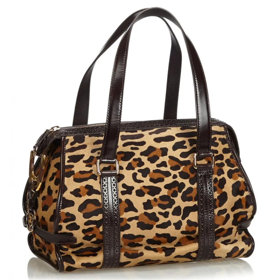 Céline Vintage - Leopard Print Pony Hair Shoulder Bag - Brown Leopard - Leather Handbag - Luxury High Quality - Avvenice