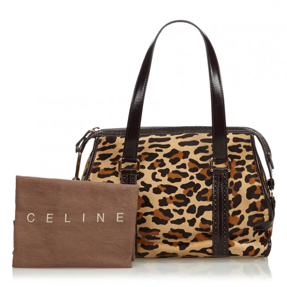 Céline Vintage - Leopard Print Pony Hair Shoulder Bag - Brown Leopard - Leather Handbag - Luxury High Quality - Avvenice