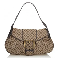 Céline Vintage - Macadam Canvas Shoulder Bag - Brown Beige - Leather and Fabric Handbag - Luxury High Quality - Avvenice