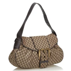 Céline Vintage - Macadam Canvas Shoulder Bag - Brown Beige - Leather and Fabric Handbag - Luxury High Quality - Avvenice