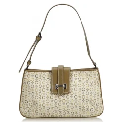 Céline Vintage - Macadam Canvas Baguette Bag - Brown Beige - Leather and Fabric Handbag - Luxury High Quality - Avvenice