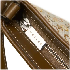 Céline Vintage - Macadam Canvas Baguette Bag - Brown Beige - Leather and Fabric Handbag - Luxury High Quality - Avvenice