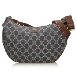Céline Vintage - Macadam Denim Shoulder Bag - Blue Navy - Leather and Fabric Handbag - Luxury High Quality - Avvenice