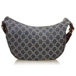 Céline Vintage - Macadam Denim Shoulder Bag - Blue Navy - Leather and Fabric Handbag - Luxury High Quality - Avvenice