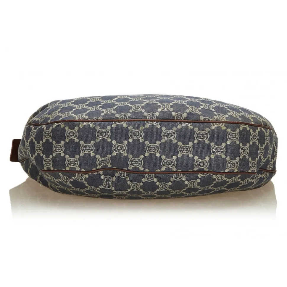 Céline Vintage - Macadam Denim Shoulder Bag - Blue Navy - Leather and Fabric Handbag - Luxury High Quality - Avvenice