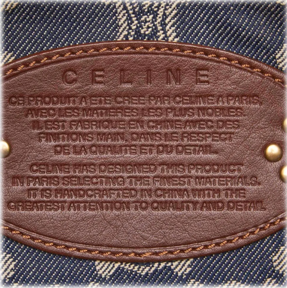 Céline Vintage - Macadam Denim Shoulder Bag - Blue Navy - Leather and Fabric Handbag - Luxury High Quality - Avvenice