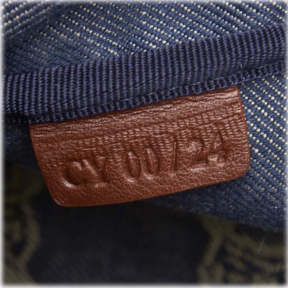 Céline Vintage - Macadam Denim Shoulder Bag - Blue Navy - Leather and Fabric Handbag - Luxury High Quality - Avvenice