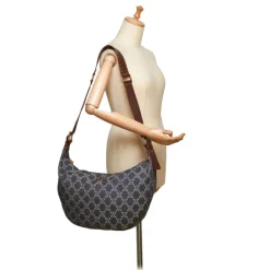 Céline Vintage - Macadam Denim Shoulder Bag - Blue Navy - Leather and Fabric Handbag - Luxury High Quality - Avvenice