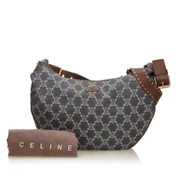 Céline Vintage - Macadam Denim Shoulder Bag - Blue Navy - Leather and Fabric Handbag - Luxury High Quality - Avvenice