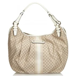 Céline Vintage - Macadam Jacquard Hobo Bag - Brown Beige - Leather and Fabric Handbag - Luxury High Quality - Avvenice