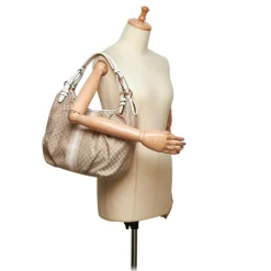 Céline Vintage - Macadam Jacquard Hobo Bag - Brown Beige - Leather and Fabric Handbag - Luxury High Quality - Avvenice