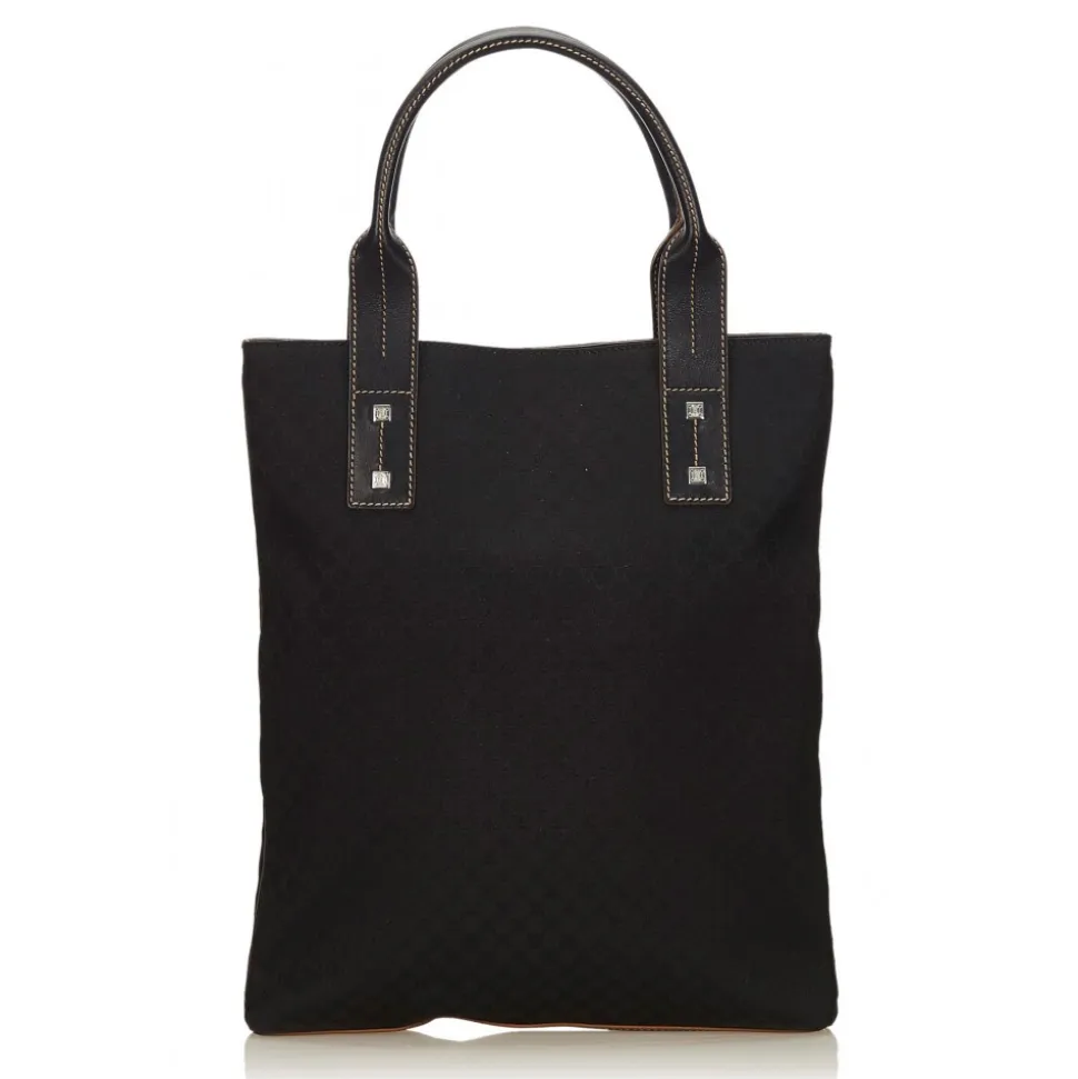 Céline Vintage - Macadam Jacquard Tote Bag - Black - Leather and Fabric Handbag - Luxury High Quality - Avvenice