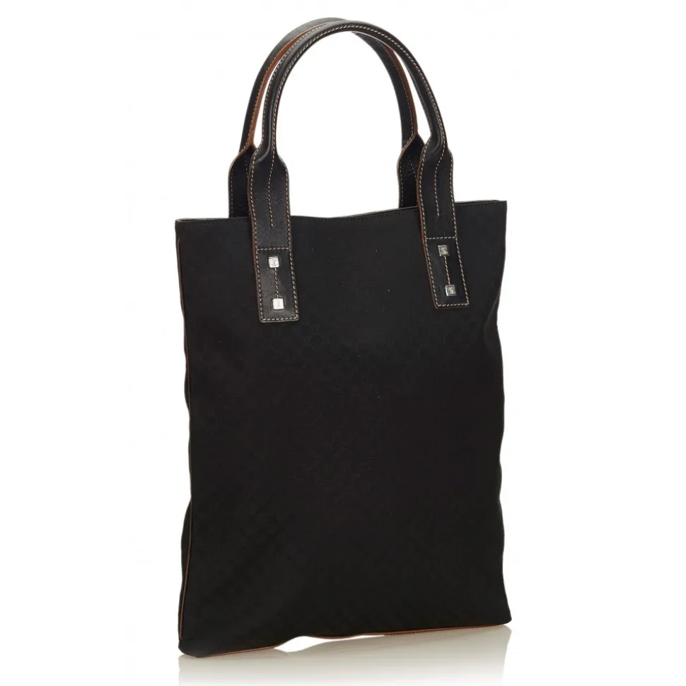 Céline Vintage - Macadam Jacquard Tote Bag - Black - Leather and Fabric Handbag - Luxury High Quality - Avvenice