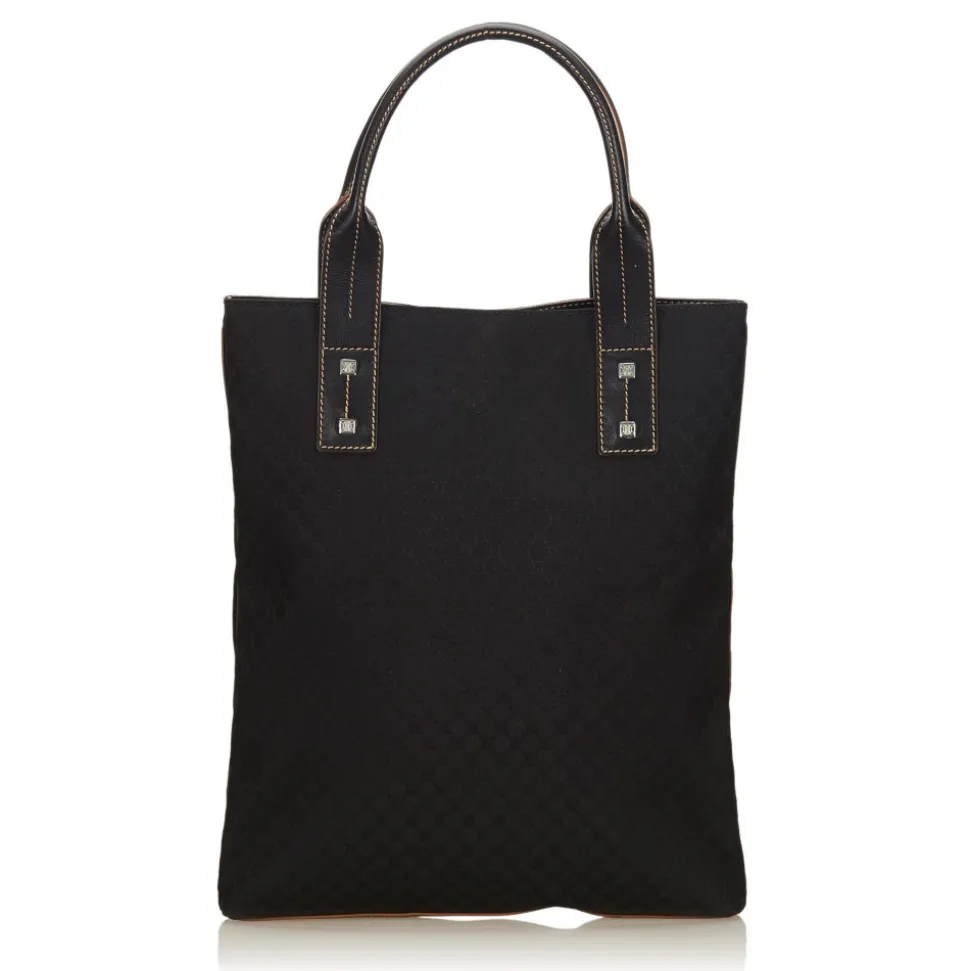 Céline Vintage - Macadam Jacquard Tote Bag - Black - Leather and Fabric Handbag - Luxury High Quality - Avvenice
