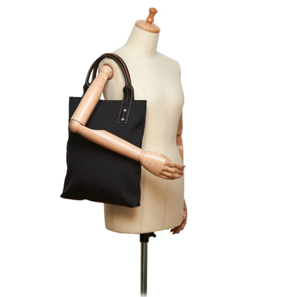 Céline Vintage - Macadam Jacquard Tote Bag - Black - Leather and Fabric Handbag - Luxury High Quality - Avvenice