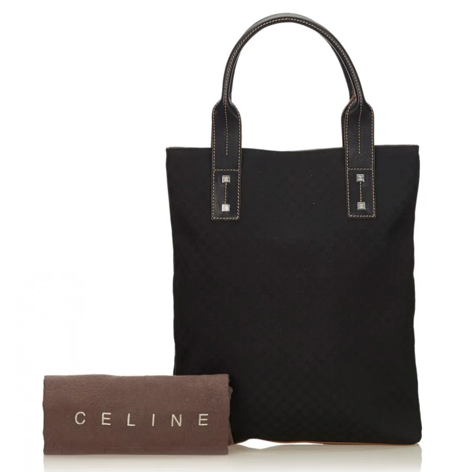 Céline Vintage - Macadam Jacquard Tote Bag - Black - Leather and Fabric Handbag - Luxury High Quality - Avvenice