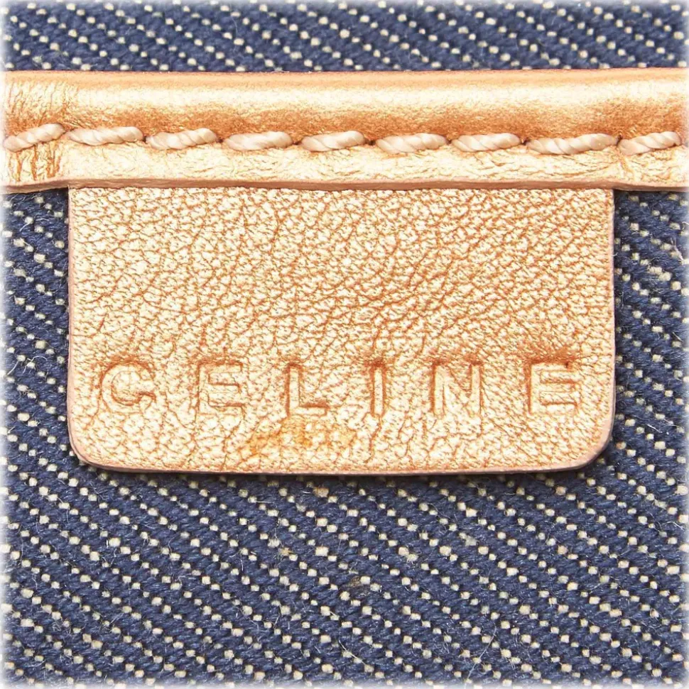 Céline Vintage - Macadam Jacquard Boogie Bag - Blue Navy - Leather and Fabric Handbag - Luxury High Quality - Avvenice