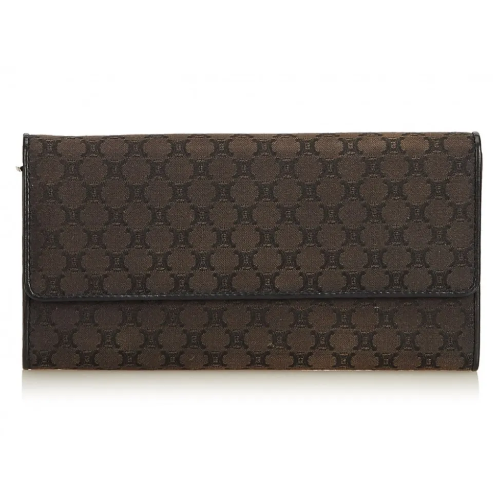 Céline Vintage - Macadam Jacquard Long Wallet - Brown - Leather Wallet - Luxury High Quality - Avvenice