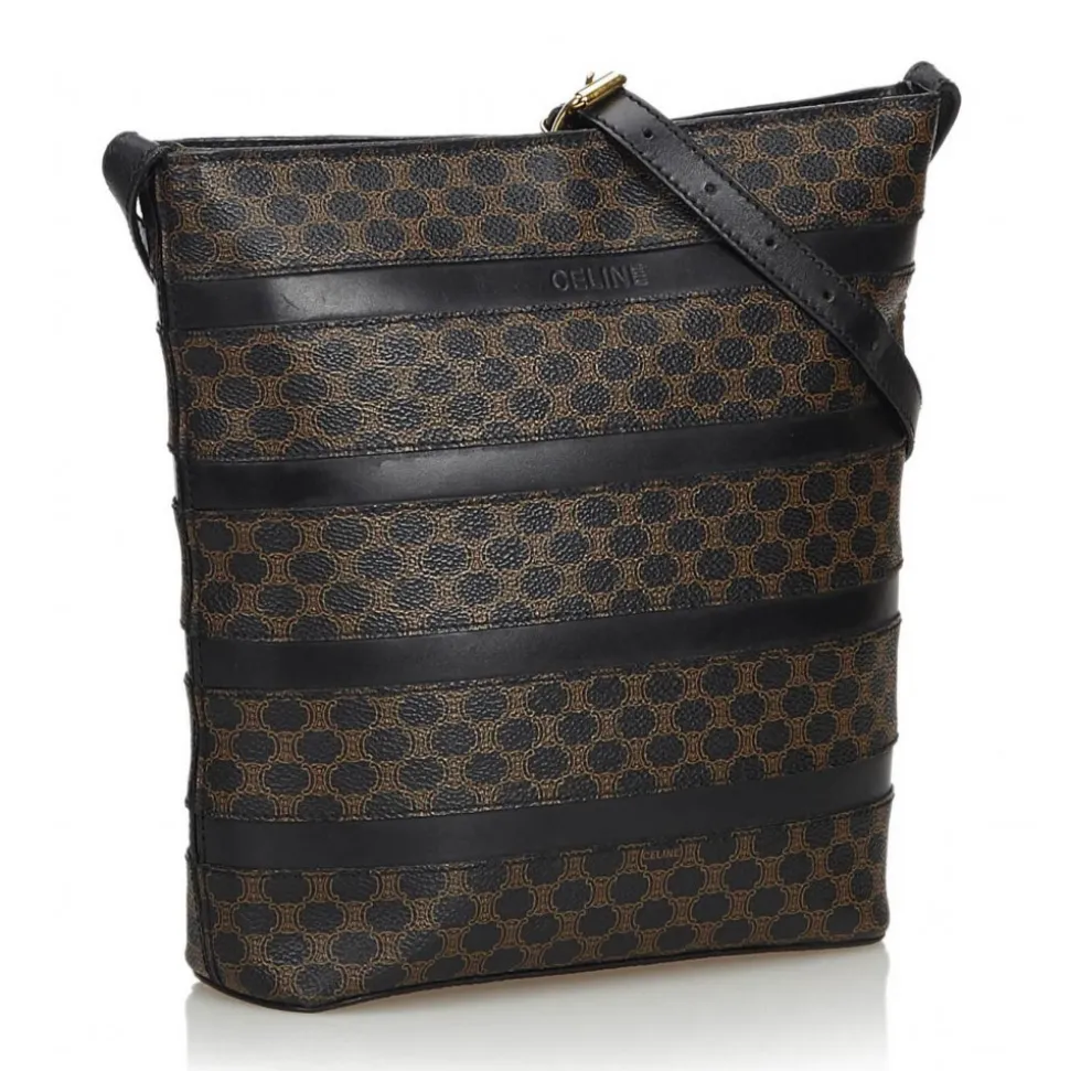 Céline Vintage - Macadam Shoulder Bag - Black Brown - Leather Handbag - Luxury High Quality - Avvenice