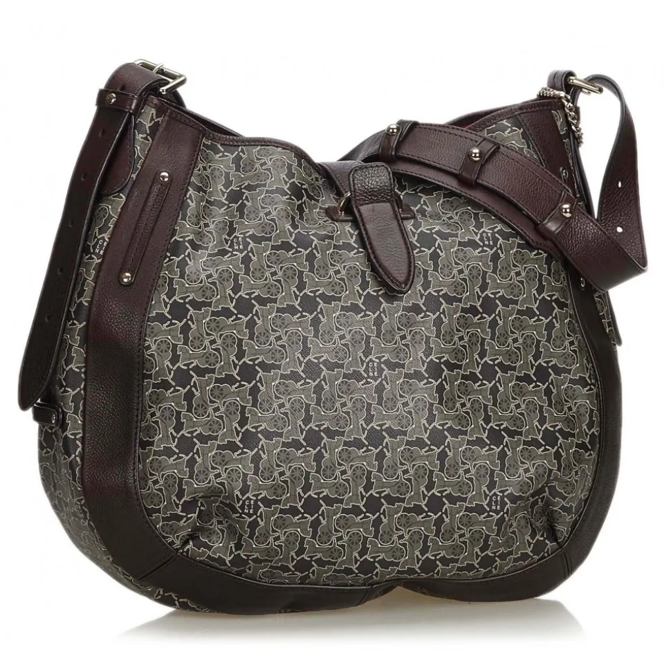 Céline Vintage - Macadam Shoulder Bag - Grey & Dark Grey - Leather & PVC Handbag - Luxury High Quality - Avvenice